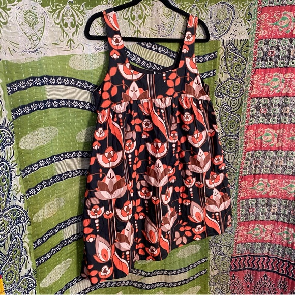 Eva Franco x Anthropologie Black Floral Retro Mod Tent Min Dress Size Medium - Picture 9 of 16